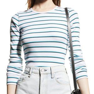 Rag & Bone The Essential Rib Striped Long-Sleeve Tee Size L